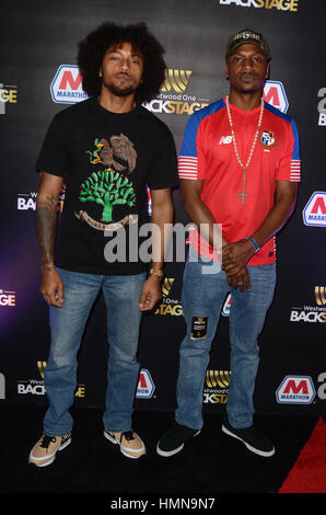 Los Angeles, Kalifornien, USA. 9. Februar 2017. Los Rakas bei Westwood One Backstage bei der 2017 Grammy Tag 1 an die Staple Center in Los Angeles, Kalifornien am 9. Februar 2017. Stockfoto