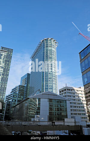 Eine Ansicht der Stadt Punkt Bürogebäude im benachbarten Baustelle im Bau von Vorderstraße Bereich in der Stadt London UK KATHY DEWITT gesehen Stockfoto