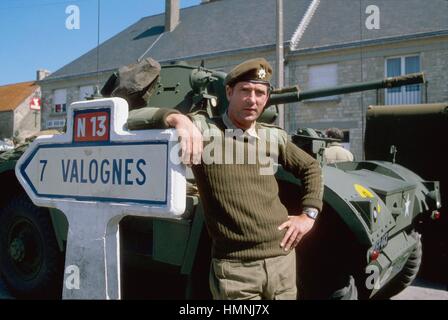 Normandie (Frankreich), Kriegsveteranen und Sammler von Vintage Militärfahrzeuge teilnehmen die jährliche Zeremonien für das Gedenken an die Landung der Alliierten Juni 1944 Stockfoto