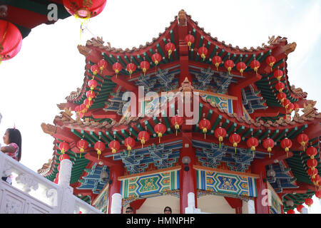 Kuala Lumpur, Malaysia - 28. Januar 2017. Thean Hou Tempel am chinesischen Neujahr Feier 2017 mit traditioneller chinesischer Lampion. Stockfoto