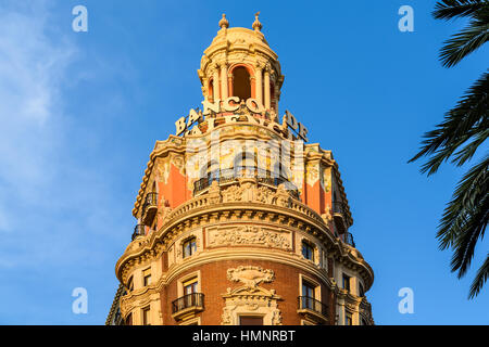 VALENCIA, Spanien - 27. Juli 2016: Gegründet im Jahr 1900 ist Bank von Valencia (Banco de Valencia) die sechste Bank in Spanien Stockfoto