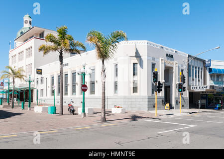 Art-deco-ASB Bankfiliale auf Hastings & Emerson Street in Napier Neuseeland Teil der Commonwealth Bank of Australia Stockfoto