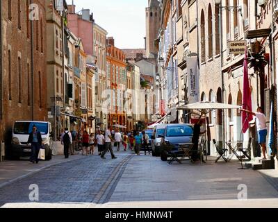 Einkaufen in einem Fußgänger Straße, Toulouse, Frankreich Stockfoto