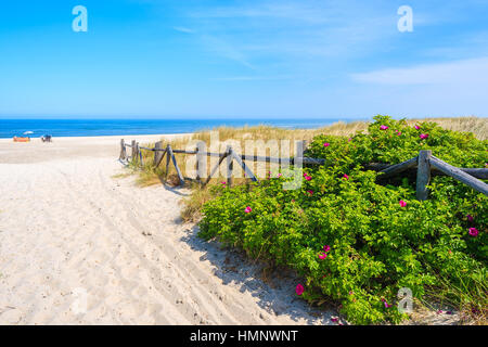 Eingang zum wunderschönen Strand in Lubiatowo, Ostsee, Polen Stockfoto