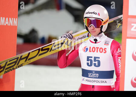 ZAKOPANE, Polen - 22. Januar 2016: FIS-Skisprung-Weltcup in Zakopane o/p Simon Amman SUI Stockfoto