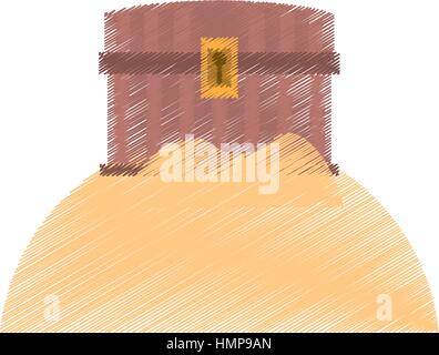 Truhe Piraten hölzerne geschlossene Schatz Sand Meer Vektor Illustration Eps 10 Zeichnung Stock Vektor