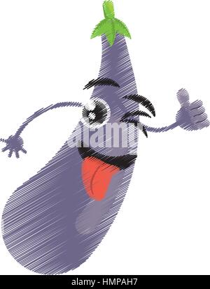 Aubergine Ausdrücke dummen Gesicht Stock Vektor