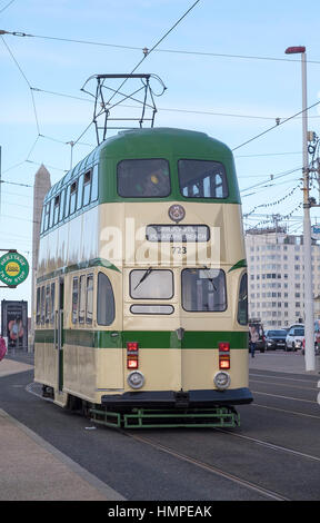 Blackpool Straßenbahn Promenade Stockfoto