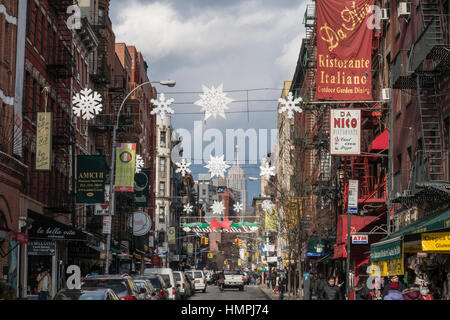 Mulberry Street, Blick nach Norden, NYc, USA Stockfoto