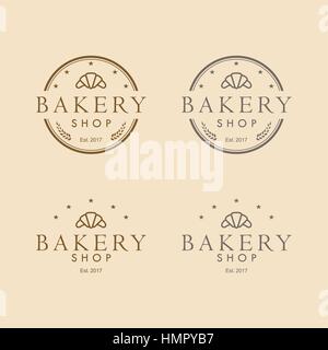 Bäckerei Logo Vintage-Retro-Design Vektor-Illustration-Symbol Stock Vektor