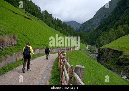 Wandern im Val di Fosse (Pfossental), Val Senales (Schnalstal), Trentino Alto Adige, Italien Stockfoto