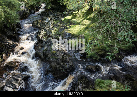 Wasserfall auf Afon Ystwyth in der Nähe von Cwmystwyth, Ceredigion, Wales Stockfoto