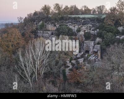 Italien, Latium, Norchia archäologische Stätte, etruskische Nekropole Stockfoto