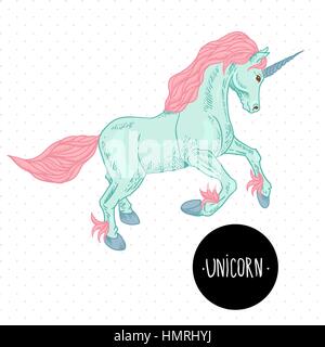 Niedliche Vektor-Illustration von Einhorn, bunten Vektor-Design-Elemente, Grußkarte Stock Vektor
