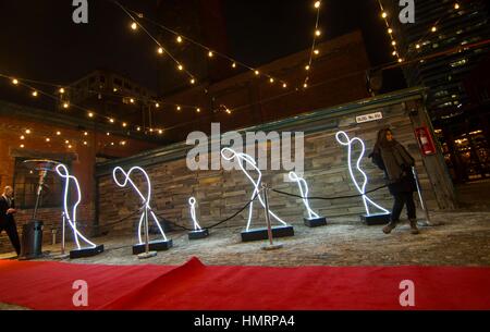 Toronto, Kanada. 4. Februar 2017. Menschen besuchen das Licht Kunstinstallation "Mein Licht ist dein Licht." während der 2017 Toronto Light Festival in Toronto, Kanada. Bildnachweis: Zou Zheng/Xinhua/Alamy Live-Nachrichten Stockfoto