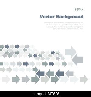 Hintergrund mit Pfeilen nach links und rechts in Grautönen. Abstraktes Technologiebanner mit geometrischen Pfeilspitzen-Symbolen auf weißem Hintergrund Vektor eps8 Stock Vektor