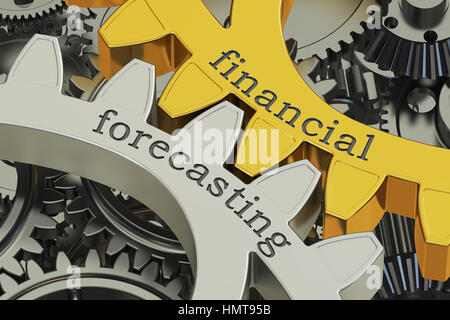 Forecasting Finanzkonzept auf die Zahnräder, 3D rendering Stockfoto