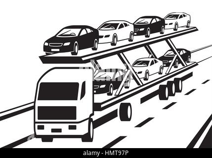 PKW Transporter LKW auf Autobahn - Vektor-illustration Stock Vektor