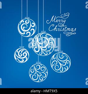 Weihnachten Hintergrund mit Doodle ball, handschriftliche Schriftzug frohe Weihnachten. happy Winterurlaub Tapete. Grußkarte Design mit Swirl floral d Stock Vektor