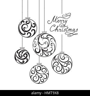 Weihnachten Hintergrund mit Doodle ball, handschriftliche Schriftzug frohe Weihnachten. happy Winterurlaub Tapete. Grußkarte Design mit Swirl floral d Stock Vektor