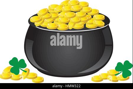 Vektor-Illustration von einem Topf voll gold St. Patrick Tag irische symbol Stock Vektor