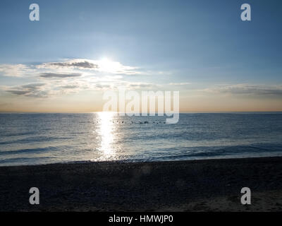 Noli, Italien: Fischerboote am Strand Stockfoto