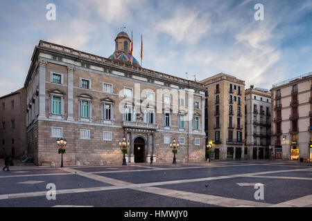 Palast der Generalitat am Placa de Sant Jaume Square in Stadt von Barcelona, Katalonien, Spanien, Europa Stockfoto