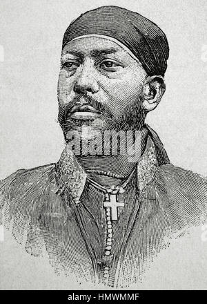 Menelik II (1844-1913). Negus von Shewa (1866-89) und von 1889 bis zu seinem Tod Kaiser von Äthiopien. Porträt. Gravur. "La Ilustracion Artistica", 1896. Stockfoto