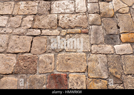 Hintergrund der Kopfsteinpflaster Straße, Jerusalem, Israel. Stockfoto