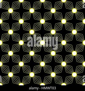 Einfache Diamant Blütenmuster in eine quadratische Matrix-Layout mit leuchtenden Punkten - nahtlose bearbeitbaren wiederholenden Vektor-Hintergrundbild Stock Vektor
