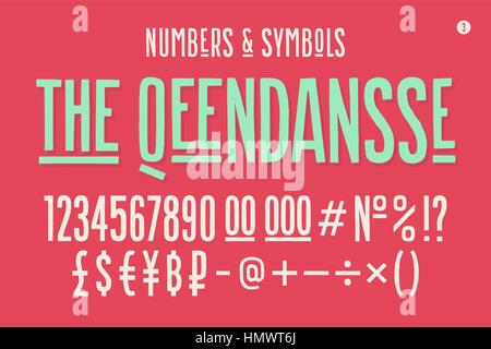 Handgezeichnete kondensierten Alphabet und Schrift. Teil drei Stock Vektor