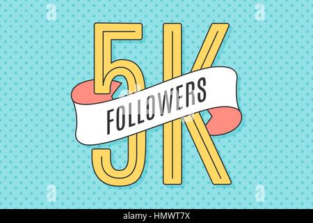 Banner mit Text fünf tausend Anhänger Stock Vektor