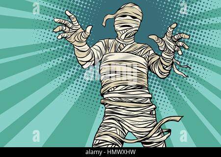 Vintage ägyptische Mumie Horrorfilm und Halloween Stock Vektor