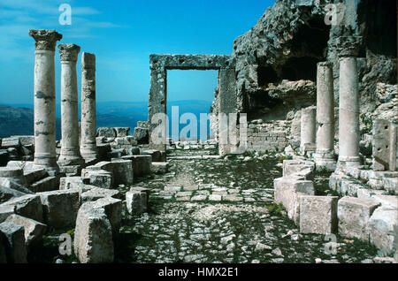 Die West-Kirche oder die Kirche der Evangelisten, Bestandteil der byzantinischen Alahan Kloster oder Pilgerfahrt Website, ein c5th Komplex des byzantinischen Sakralbauten, in den Bergen von Isauria, Provinz Mersin Türkei Stockfoto