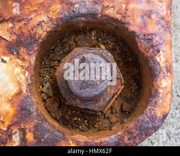 Rost Korrosion Rusty Nuss Salzwasser Korrosion Stockfoto