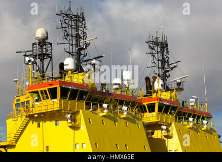 Viking hellgelbes Öl Industrie Versorgungsschiffe festgemacht Montrose Scotland UK Stockfoto