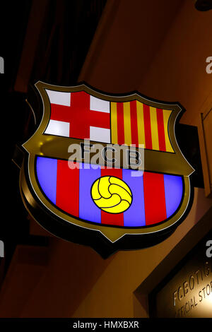 Das Logo der Marke "FC Barcelona", Palma De Mallorca. Stockfoto