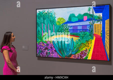 Tate Britain, London, UK. 6. Februar 2017. Lewis Kollektion Garden, 2015 - David Hockney, eine neue Retrospektive in der Tate Britain. Es umfasst mehr als 200 Werke und feiert Hockneys Leistungen in Malerei, Zeichnung, Druck, Fotografie und Video. Als er seinen 80. Geburtstag nähert, bietet diese Ausstellung eine noch nie dagewesene Übersicht über 60-Jahr-Karriere des Künstlers. Es läuft von 9 Feb bis 29. Mai 2017. 6. Februar 2017 London. Bildnachweis: Guy Bell/Alamy Live-Nachrichten Stockfoto