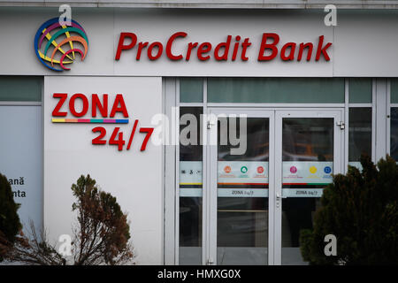 Bukarest, Rumänien. 6. Februar 2017. Ein Zweig der ProCredit Bank ist auf 6. Februar 2017 zu sehen. Bildnachweis: Willem Aires/Alamy Live-Nachrichten Stockfoto