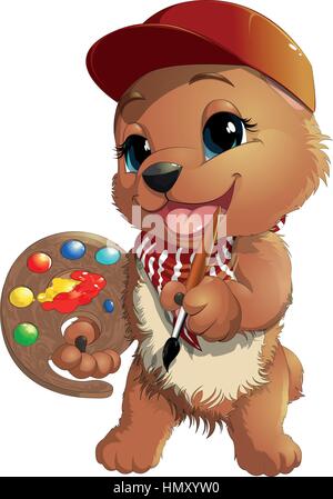 Künstler in eine Kappe zu tragen Stock Vektor