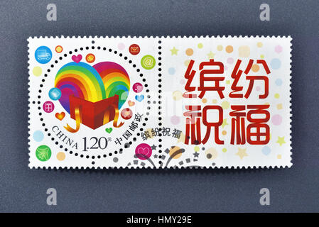 CHINA - CIRCA 2015: Eine Briefmarke gedruckt in China zeigt Segen individualisiert Sondermarken, ca. 2015. Stockfoto