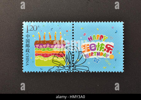 CHINA - CIRCA 2015: Eine Briefmarke gedruckt in China zeigt Geburtstag individualisiert Sondermarken, ca. 2015. Stockfoto