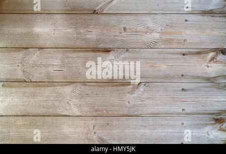 Graue blasse alte Vintage unlackierte knorrigen horizontalen Holzbohlen Wand Hintergrundtextur mit verblassten Alter Woodgrain Muster Stockfoto