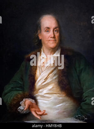 Benjamin Franklin, Porträt von Anne-Rosalie Bocquet Filleul, Öl auf Leinwand, c.1778/9 Stockfoto