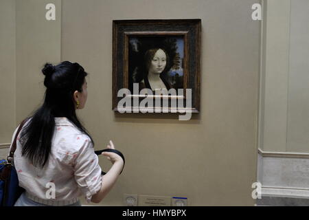 Portrait der Ginevra de' Benci von Leonardo Da Vinci Stockfoto