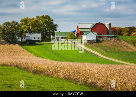 Eine große Amish-Farm-Heim in der Nähe von Berlin, Ohio, USA. Stockfoto