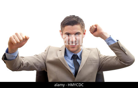 Gut aussehend Geschäftsmann seinen Erfolg genießen Stockfoto
