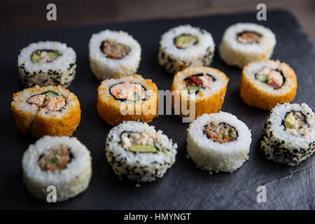 Sushi-Rollen Auswahl Stockfoto