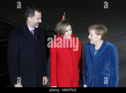 König Felipe VI, Koenigin Letizia von Spanien, BKin Angela Merkel - Treffen der dt. Bundeskanzlerin Mit Dem Spanischen Koenigspaar, Bundeskanzleramt, Stockfoto