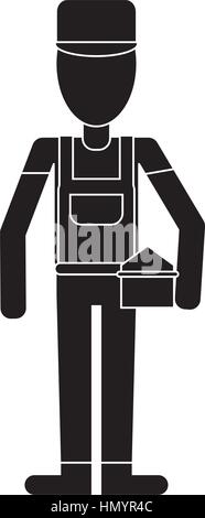 Mann Bau Reparatur Werkzeugkasten Piktogramm Stock Vektor